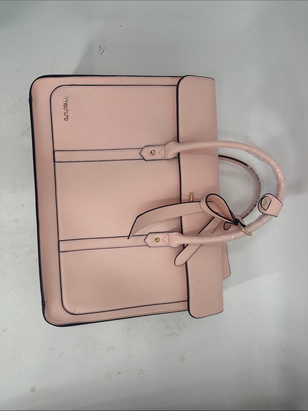 NEVER USED Miu Miu Pale Pink Leather Tote with Bow Accent